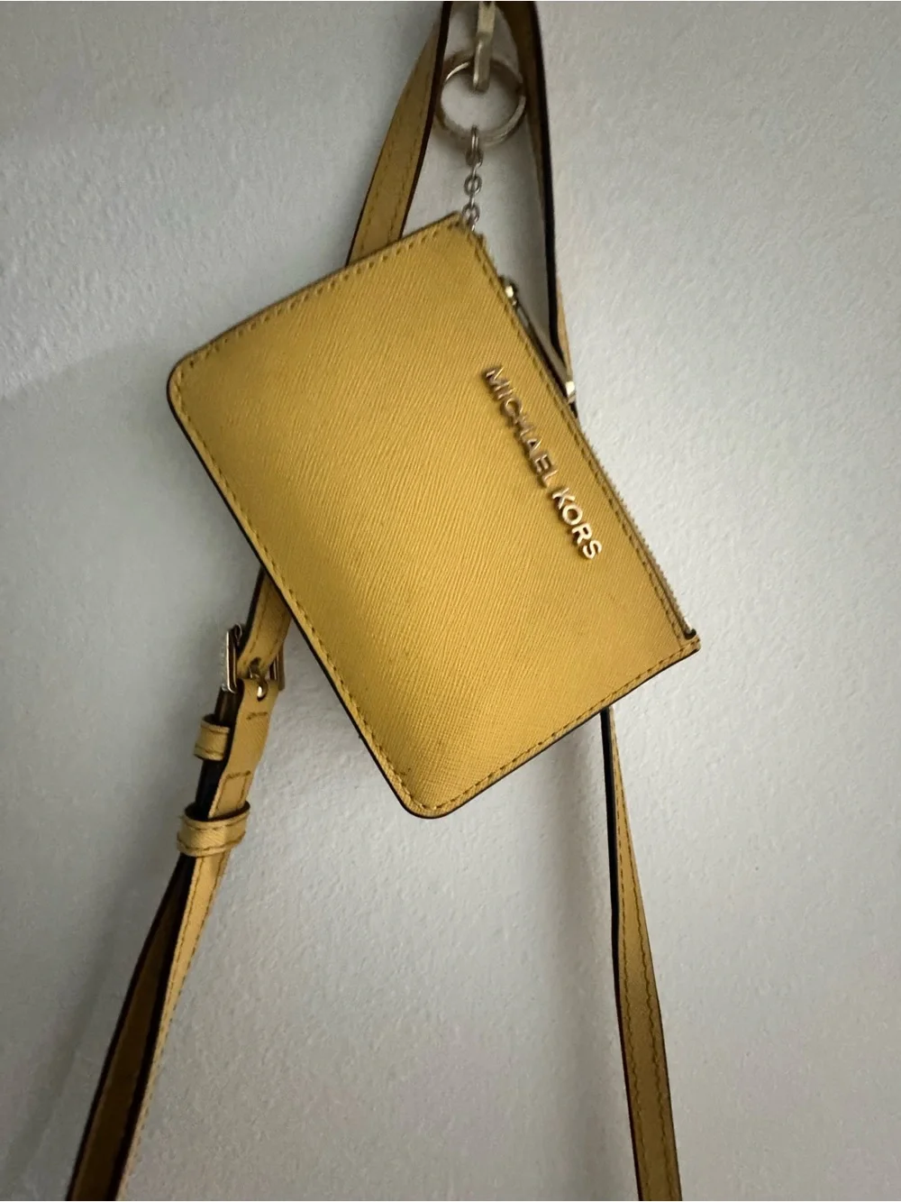 Michael Kors Yellow Leather Crossbody with Matching Card Pouch